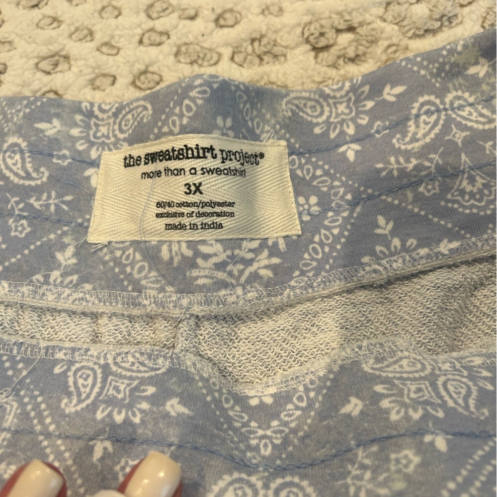 NWT Sweatshirt Project Paisley Baby Blue Plus Size 3X Shirts - Picture 3 of 6